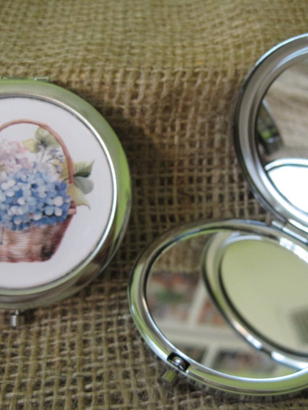 Hydrangea Basket Themed Compact/Pocket Mirror